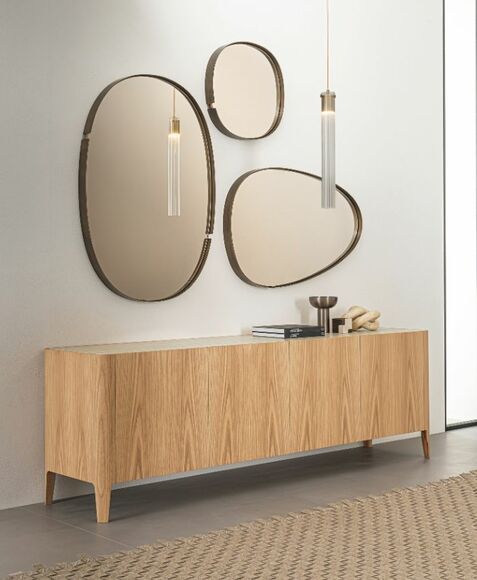 Madia moderna con piano in ceramica - Cross, Riflessi