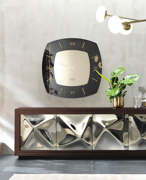 Orologio moderno da parete a specchio bronzato quadrato - Sanremo - Riflessi