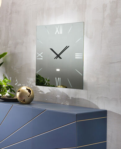 Orologio a specchio da parete di design, quadrato - Skyline - Riflessi