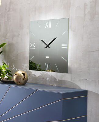 Orologio a specchio da parete di design, quadrato - Skyline - Riflessi