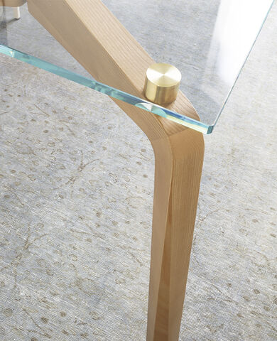 Glide, tavolo di design in cristallo, Riflessi
