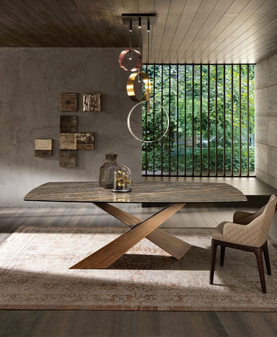 Tavolo da soggiorno Living, moderno e di design, con piano in ceramica effetto marmo Noir Desir, ideale per il soggiorno moderno - Living, Riflessi